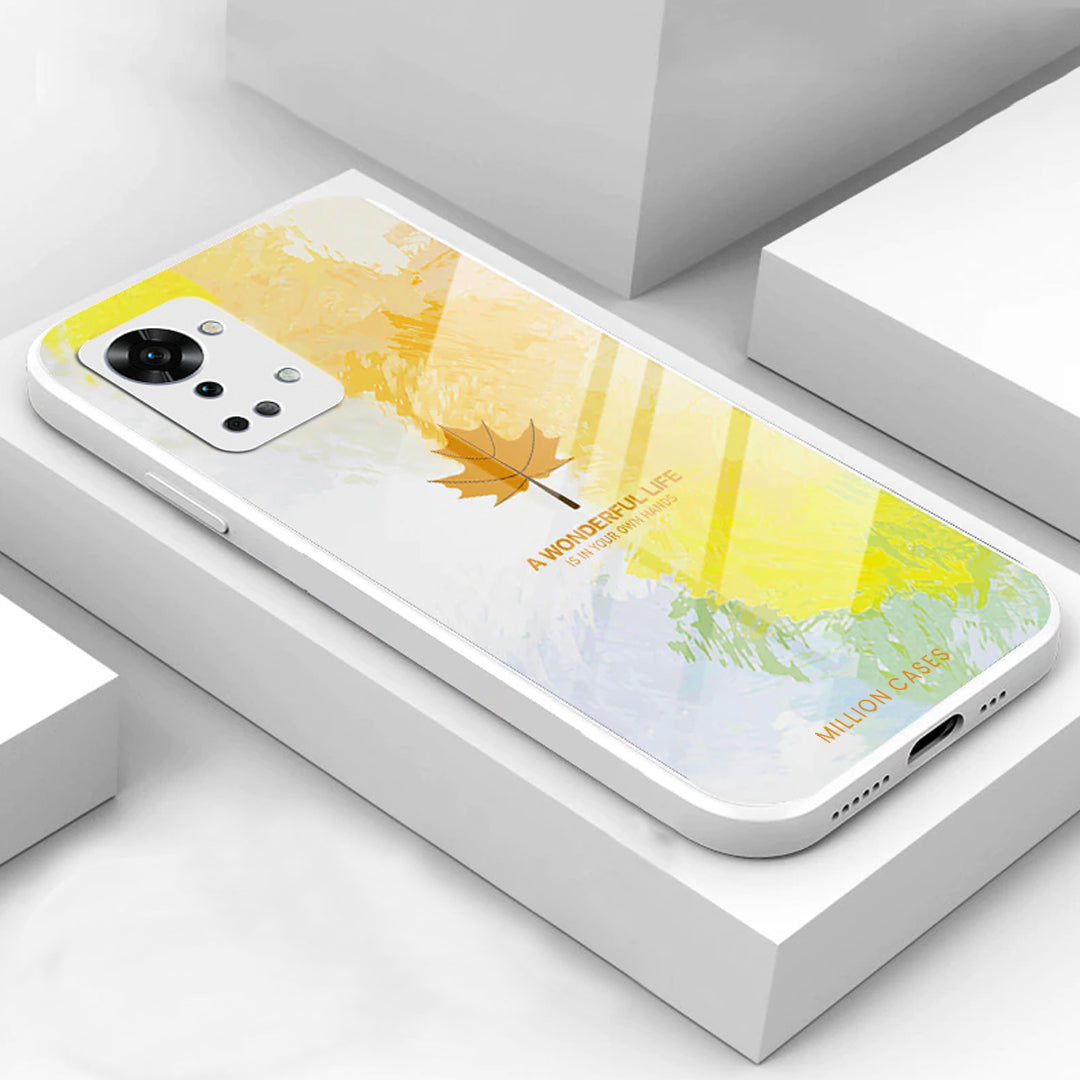 Watercolor Mapple Leaf Glass Case - OnePlus